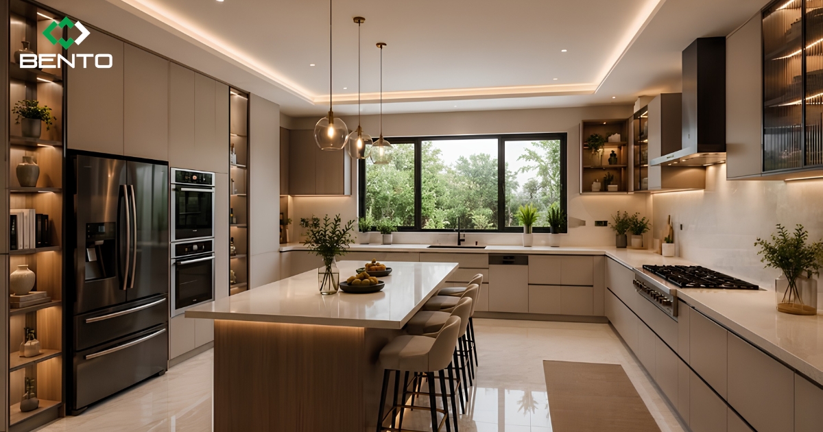 Giải pháp thiết kế tủ bếp cho chung cư nhỏ với bố cục hợp lý, tăng không gian lưu trữ và lựa chọn vật liệu phù hợp để sử dụng lâu dài.
