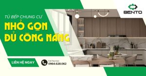 Giải pháp thiết kế tủ bếp cho chung cư nhỏ với bố cục hợp lý, tăng không gian lưu trữ và lựa chọn vật liệu phù hợp để sử dụng lâu dài.