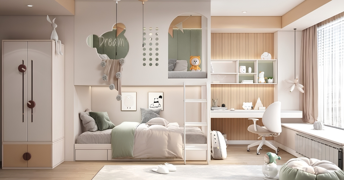 Gợi ý thiết kế nội thất trẻ em với tấm nhựa Bento, từ tủ quần áo đến kệ lưu trữ, tạo không gian ngăn nắp và phù hợp với trẻ.